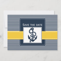 navy stripes, anchor, nautical save the date