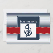 navy stripes, anchor, nautical save the date