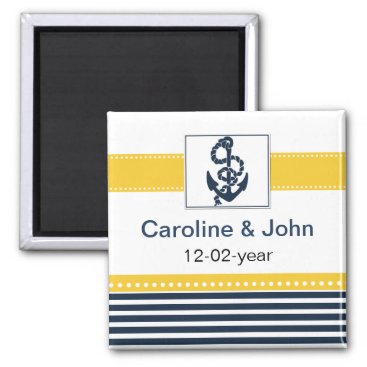 navy stripes, anchor, nautical save the date magnet