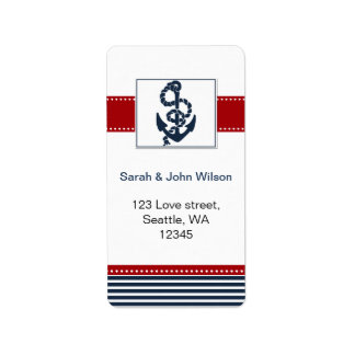 navy stripes, anchor, nautical wedding labels