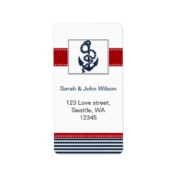 navy stripes, anchor, nautical wedding labels
