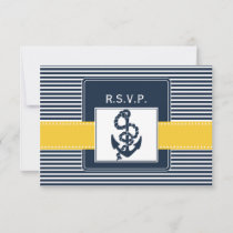 navy stripes,anchor, nautical wedding rsvp 3.5 x 5