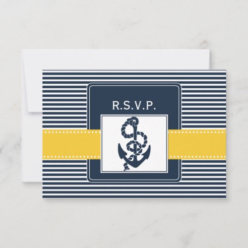 navy stripesanchor nautical wedding rsvp 35 x 5