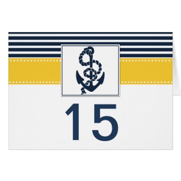 navy stripes,anchor, nautical wedding table number