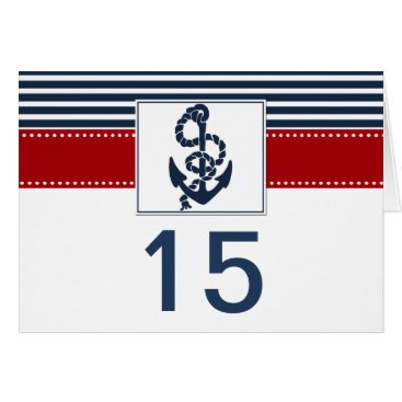 navy stripes, anchor nautical wedding table number