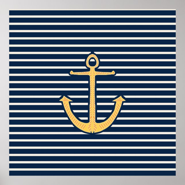 Navy Stripes Anchor Poster (Front)