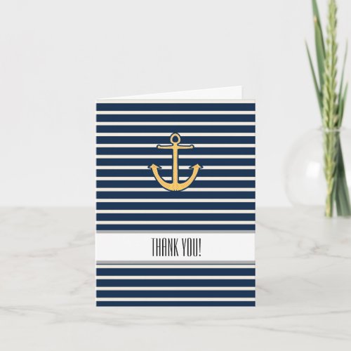 Navy Stripes Anchor Thank You