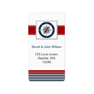 navy stripes,compass, nautical wedding labels