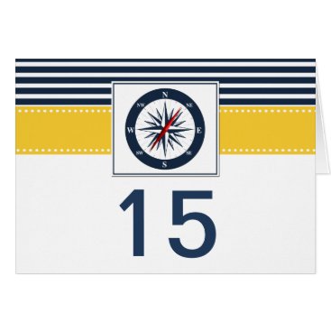 navy stripes,compass nautical wedding table number