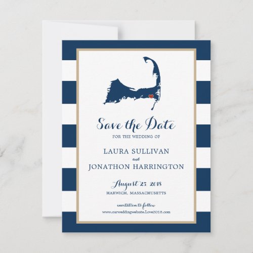 Navy Stripes Harwich Wequassett Cape Cod  Wedding Save The Date