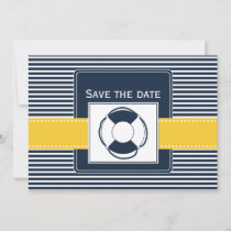 navy stripes, lifebuoy  nautical save the date