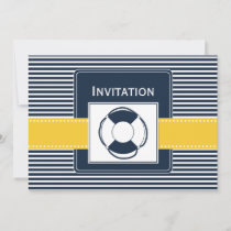 navy stripes, lifebuoy , nautical wedding invites