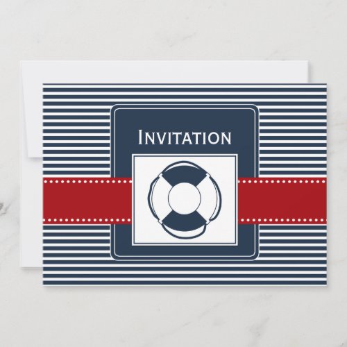 navy stripes, lifebuoy , nautical wedding invites