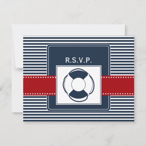 navy stripes lifebuoy nautical wedding rsvp