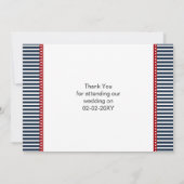 navy stripes, lifebuoy, nautical wedding Thank you Invitation (Back)