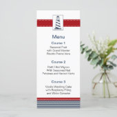 navy stripes,lighthouse, nautical menu cards (Standing Front)