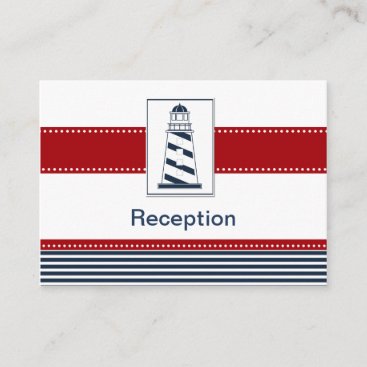 navy stripes, lighthouse, nautical Reception cards