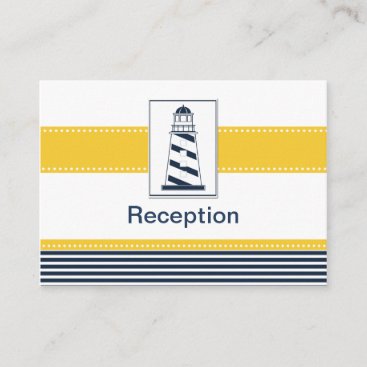 navy stripes,lighthouse, nautical Reception cards