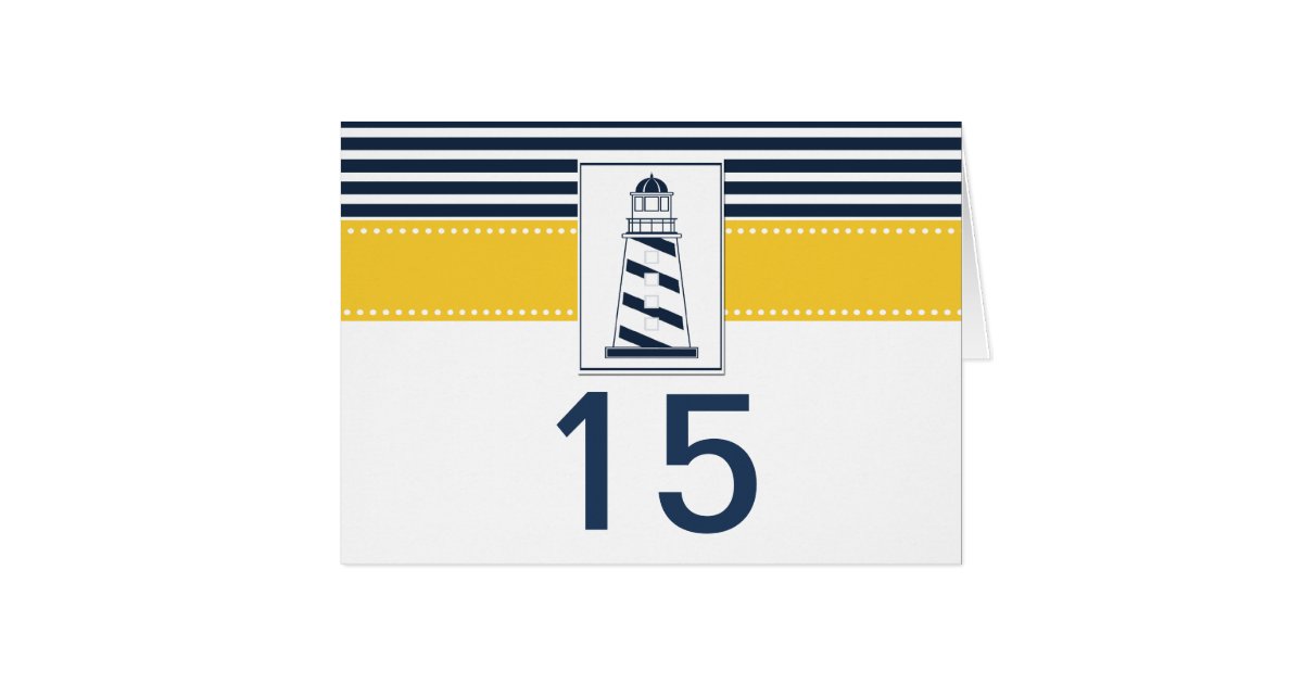 Lighthouse Table Numbers navy stripes,lighthouse, nautical table number | Zazzle