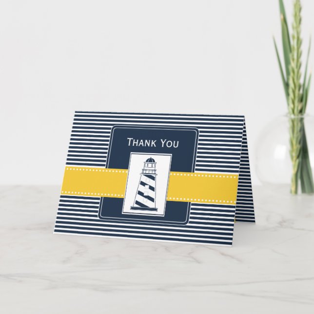 navy stripes,lighthouse, nautical  Thank you (Front)