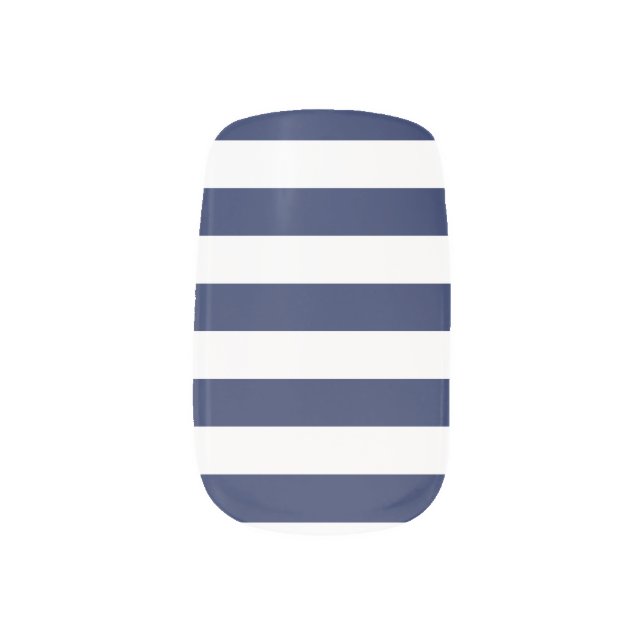 Navy Stripes Minx Nail Art (Left Thumb)