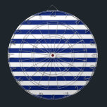 Navy Stripes Nautical Decor Dartboard With Darts<br><div class="desc">A nautical navy blue horizontal stripes decor. A modern nautical gift sure to make an impression on,  or off the boat. 
 
 



 
Use the "Ask this Designer" link to contact us with your special design requests or for some assistance with any of your customization project needs.</div>