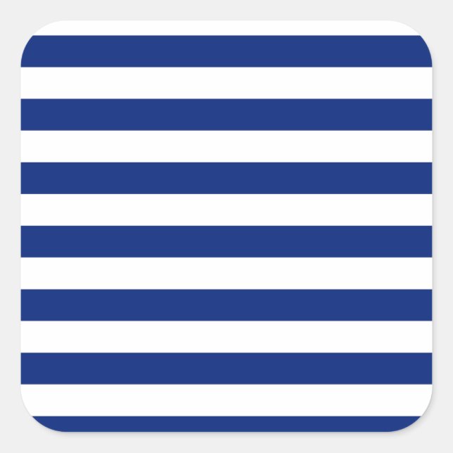 Navy Stripes Nautical Decor Square Sticker (Front)