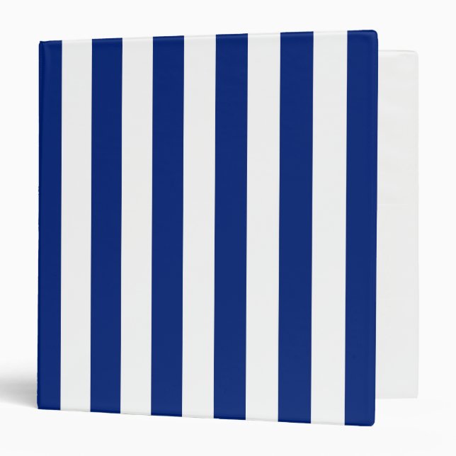 Navy Stripes Nautical Pattern 3 Ring Binder (Front/Inside)