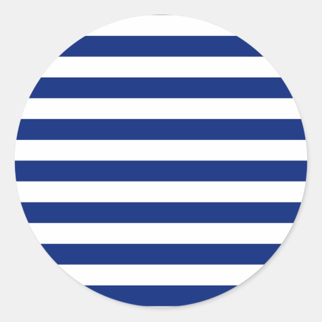 Navy Stripes Nautical Pattern Classic Round Sticker (Front)