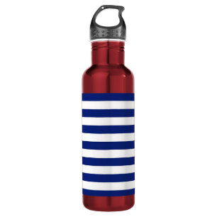 Navy Stripes Nautical Pattern Stainless Steel Water Bottle