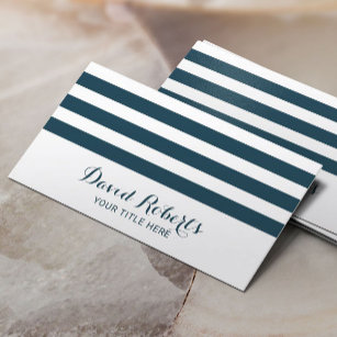 Navy Stripes Professional Typography Nautical Calling Card