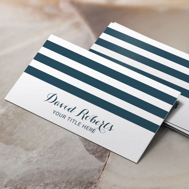 Navy Stripes Professional Typography Nautical Calling Card (Creator Uploaded)