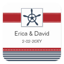 navy stripes, rudder, nautical favor stickers