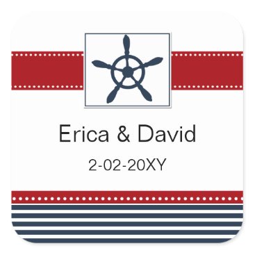 navy stripes, rudder, nautical favor stickers