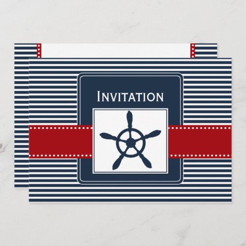 navy stripes rudder nautical wedding invites