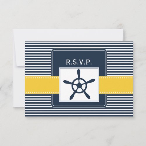 navy stripes rudder nautical wedding rsvp 35 x 5