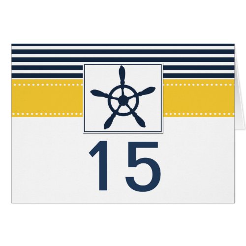 navy stripes rudder nautical wedding table number