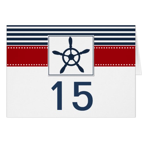 navy stripes rudder nautical wedding table number