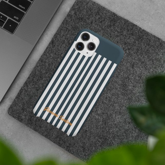 Navy Stripes | The Modern Gentleman's Monogram Case-Mate iPhone Case (Creator Uploaded)