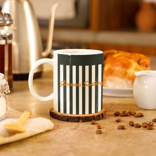 Navy Stripes  The Modern Gentlemans Monogram Coffee Mug
