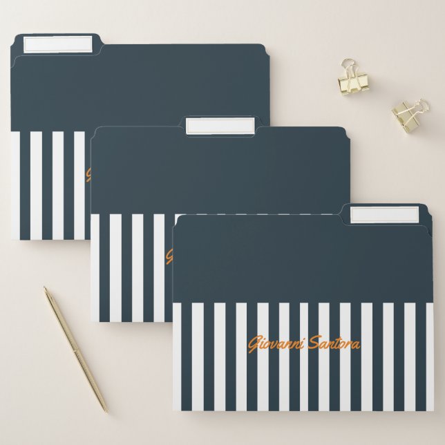 Navy Stripes | The Modern Gentleman's Monogram File Folder (Set)
