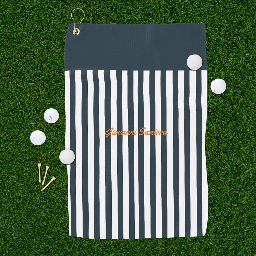 Navy Stripes  The Modern Gentlemans Monogram Golf Towel