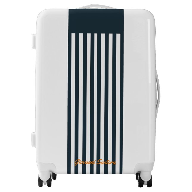 Navy Stripes | The Modern Gentleman's Monogram Luggage (Front)