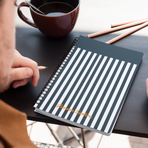 Navy Stripes  The Modern Gentlemans Monogram Notebook