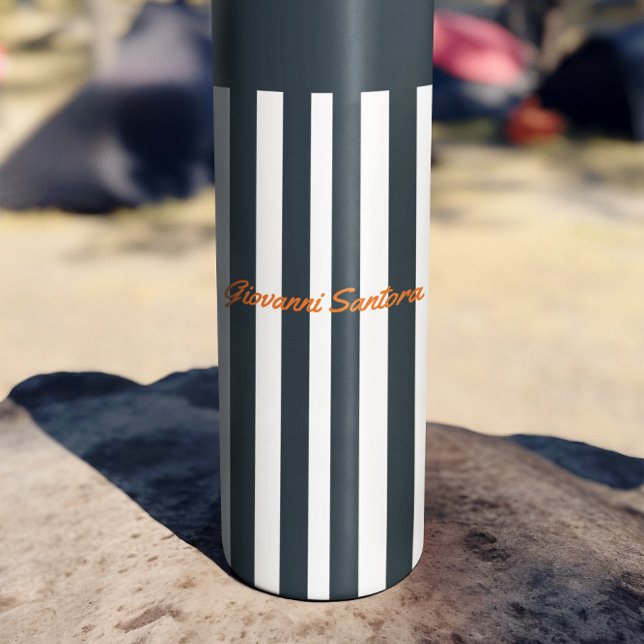 Navy Stripes | The Modern Gentleman's Monogram Thermal Tumbler (Creator Uploaded)