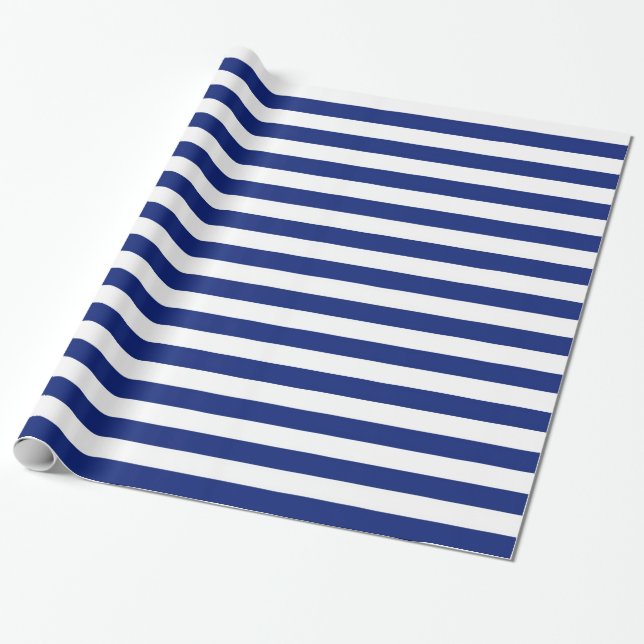 Navy Stripes Wrapping Paper (Unrolled)