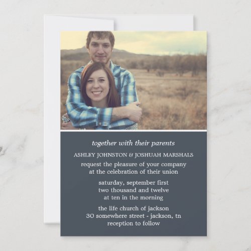 Navy Stylish Photo Wedding Invitations