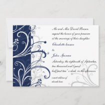 navy stylish wedding invitation