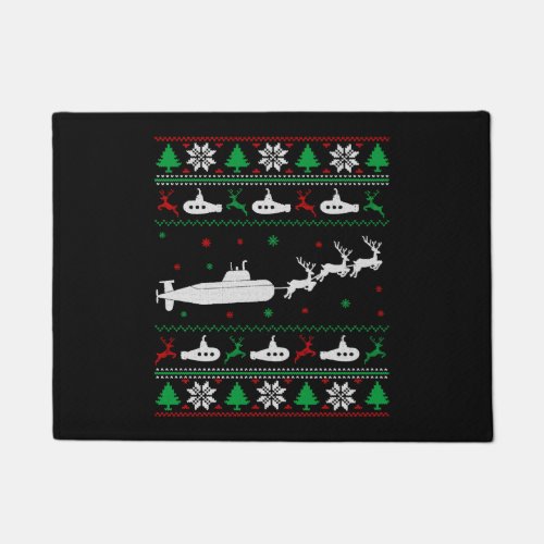 Navy Submarine Submariner Ugly Christmas Sweater Doormat