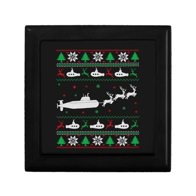 Navy Submarine Submariner Ugly Christmas Sweater Gift Box (Front)